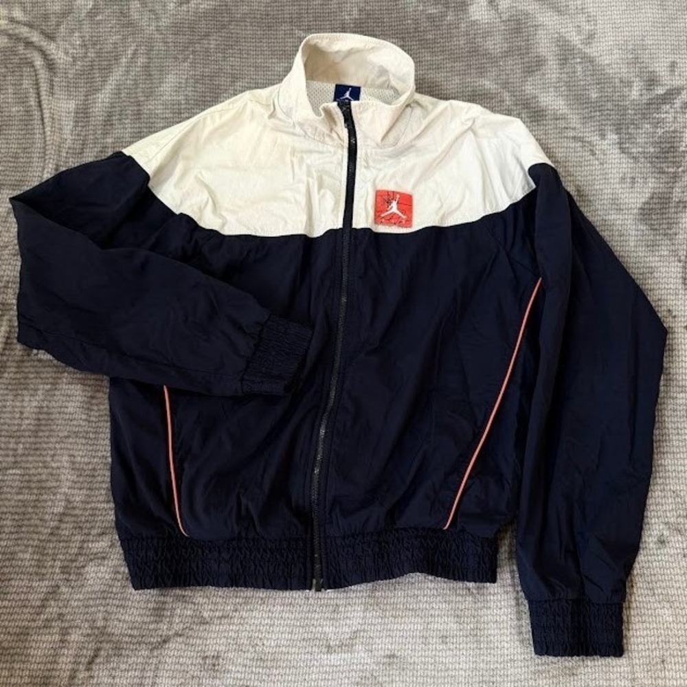 Jordan Air Tinker Hatfield Flight Track Jacket Mens‎ Medium Navy White Zip